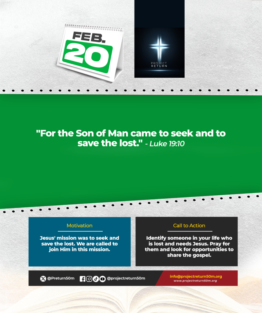 For the Son of Man came to seek and to save the lost."