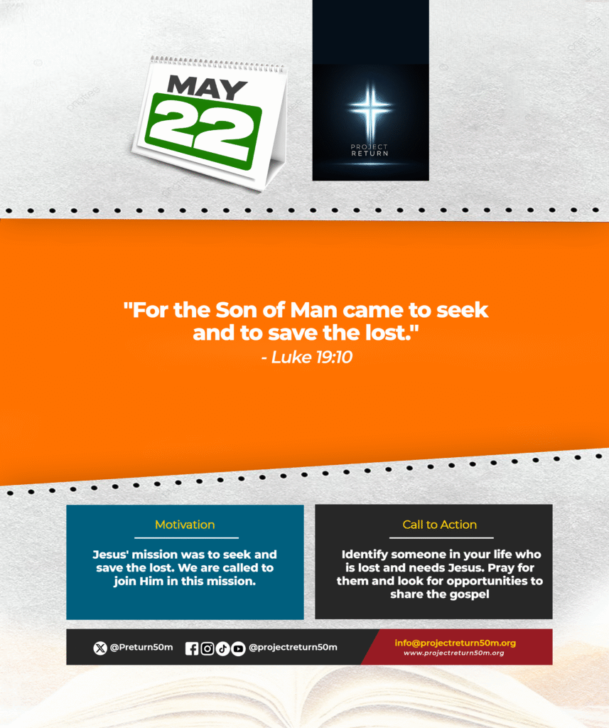 Verse: "For the Son of Man came to seek and to save the lost." - Luke 19:10